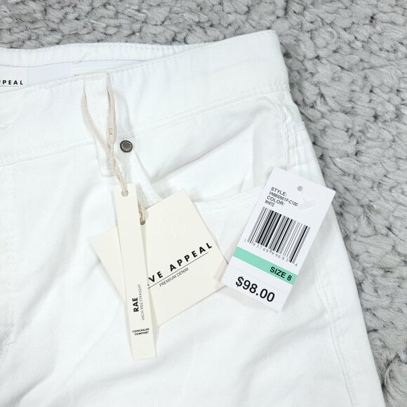 Curve Appeal Rae High Rise Straight Jeans Size 8 29 White Concealed Comfort - Picture 4 of 10